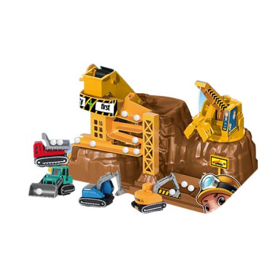 Engineering construction site +48PCS jigsaw puzzle with 4 alloy cars